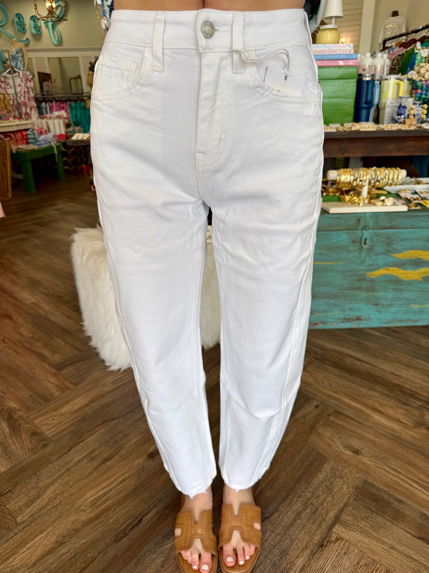 Vervet High Barrel Jeans: White