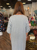 Checkered Brushed Midi Dress: Lt Blue