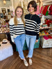 Elizabeth Stripe Sweater: Black