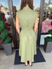 Lindy Leather Dress: Sage