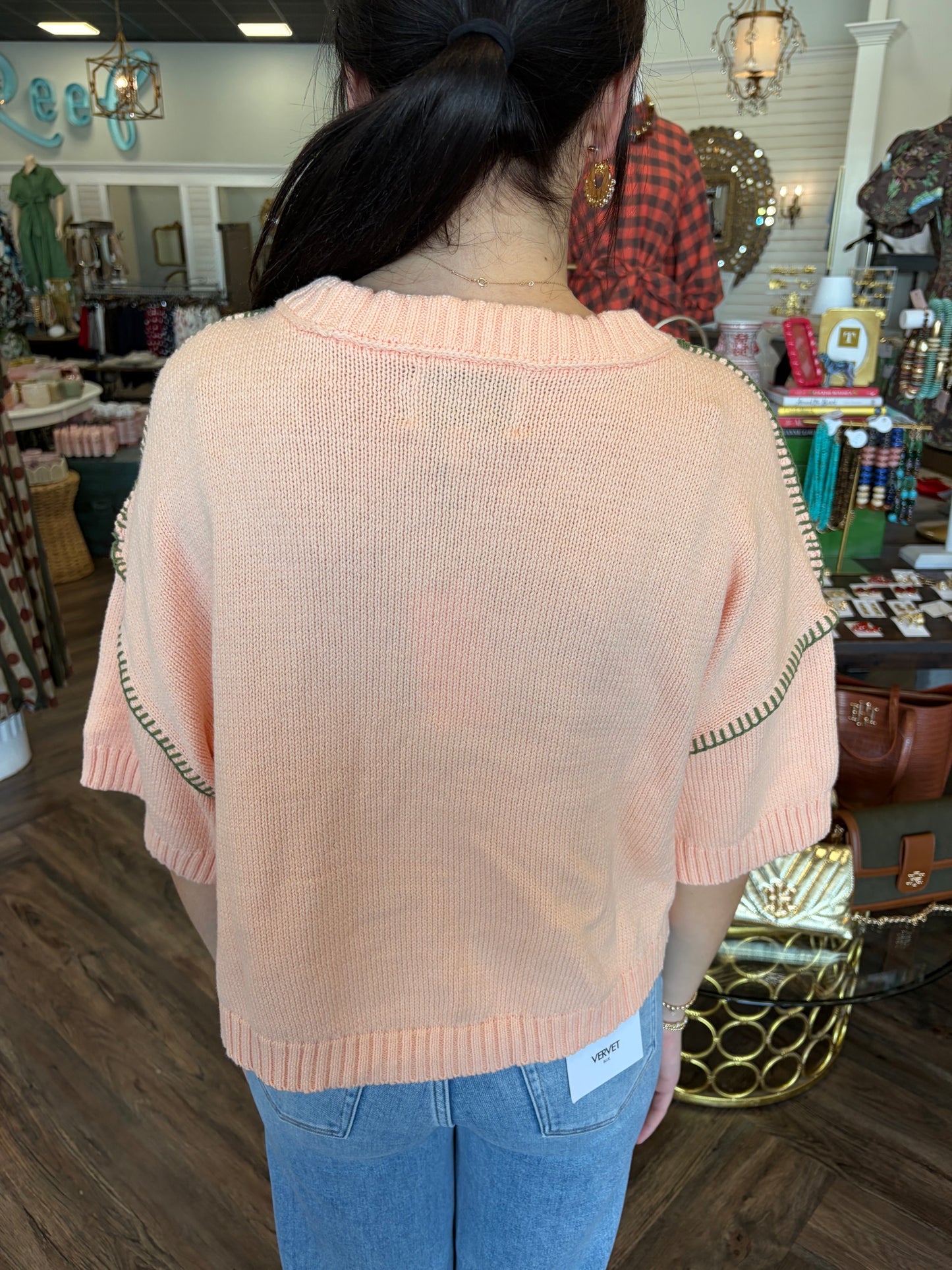 Stitch Sweater: Light Coral