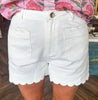 Scalloped Shorts: White