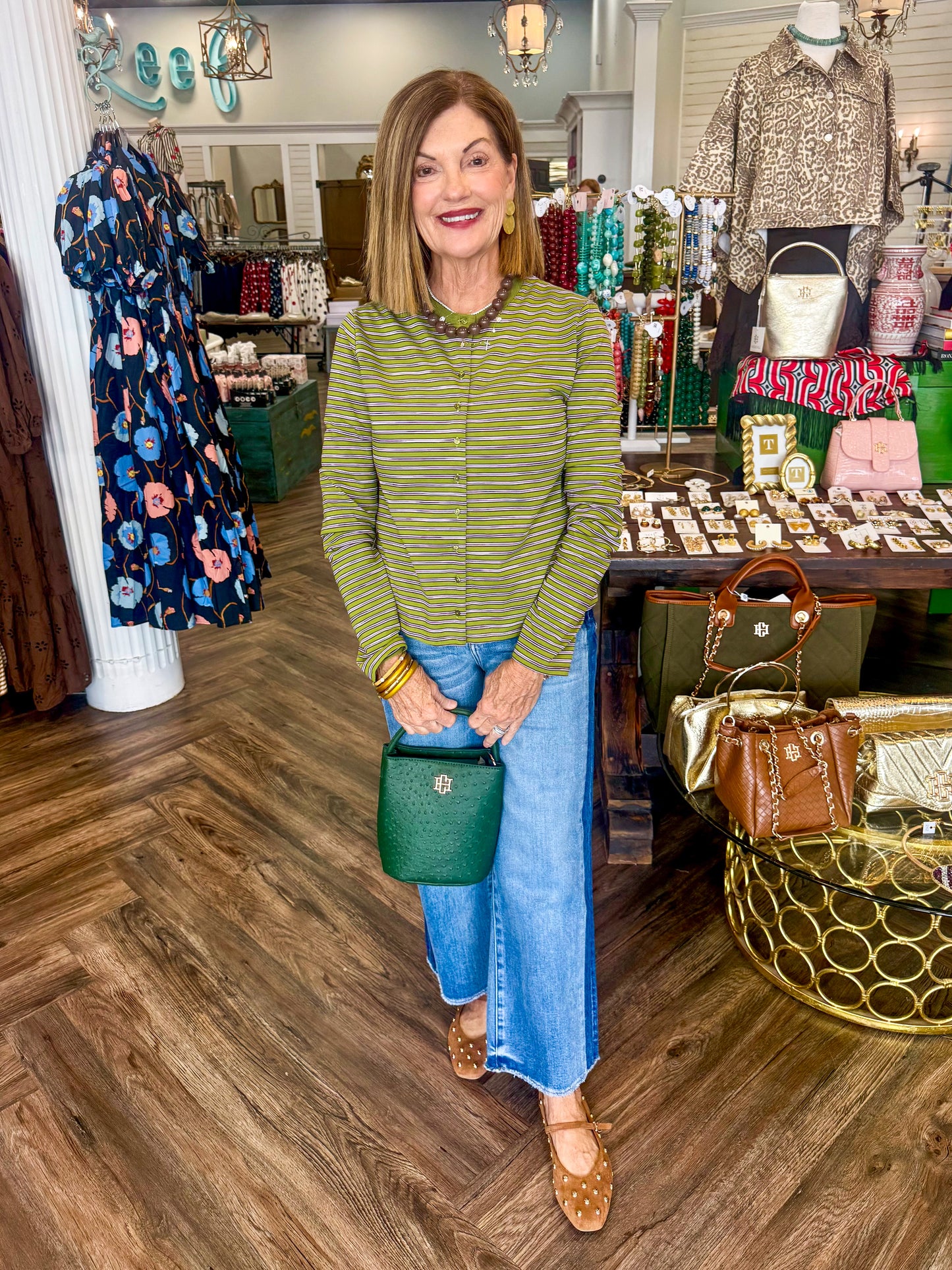 Olive & Purple Stripe Top