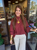 Megan Balloon Sleeve Top: Sienna