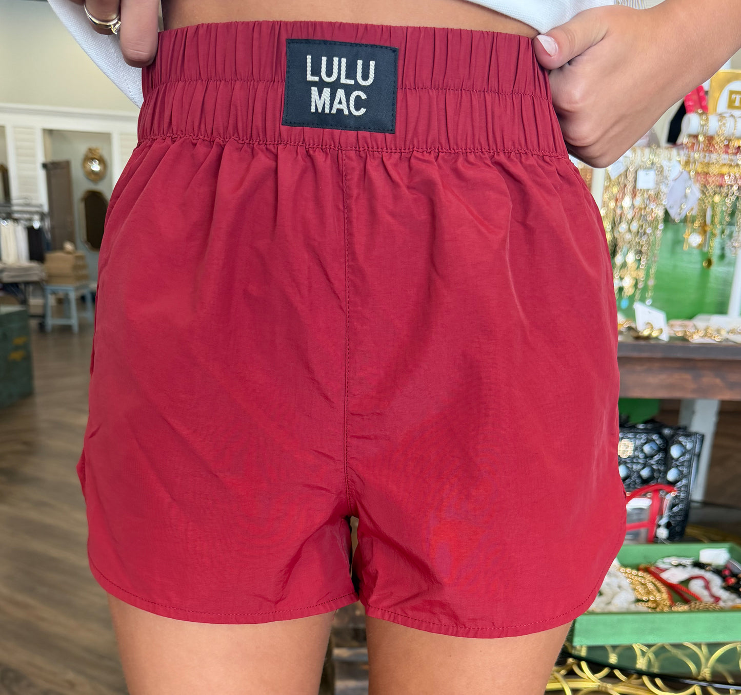 Lulu Mac Shorts: Deep Red