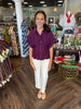 Plum Gold Button Top