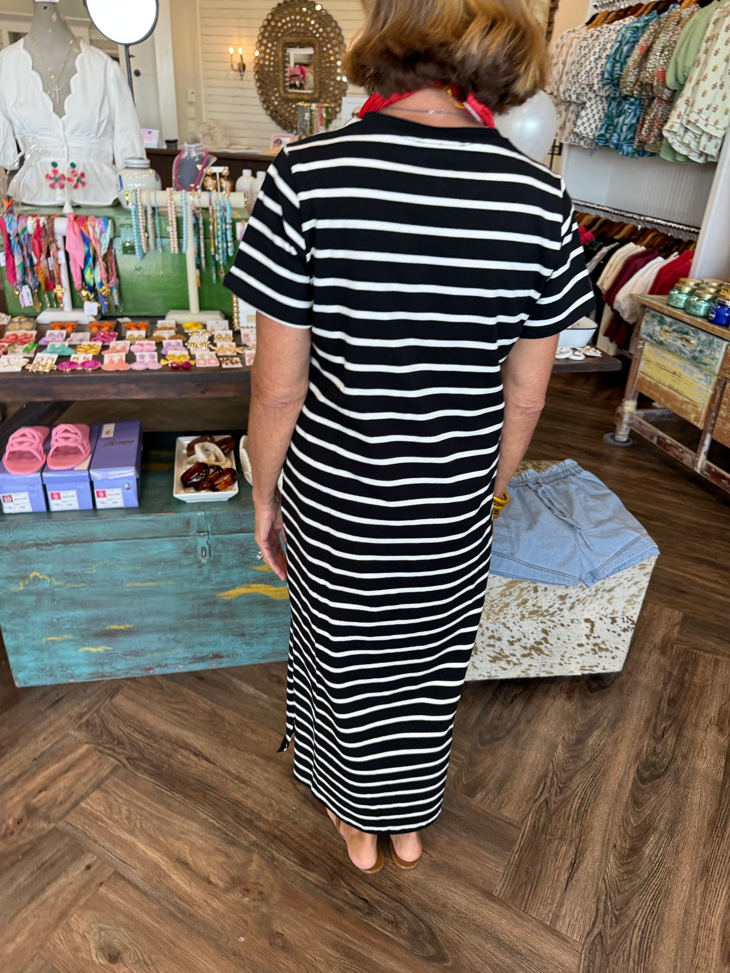 B & W Striped Maxi Dress