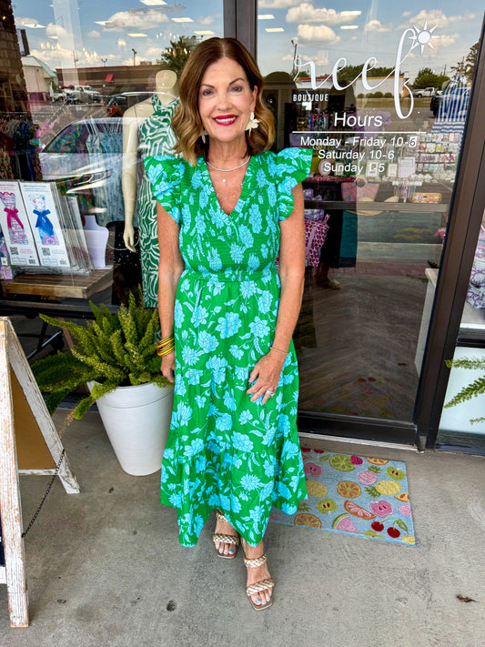 Waterlily Floral Smocked Midi Dress