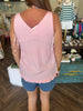 Ruffle Button Tank Top: Pink