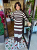 Brown/Taupe Striped Midi Dress