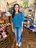 The Millie Button Sweater Top: Teal