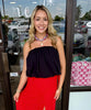Linen Strapless Bubble Top: Black