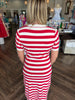 Gold Button Red Knit Dress