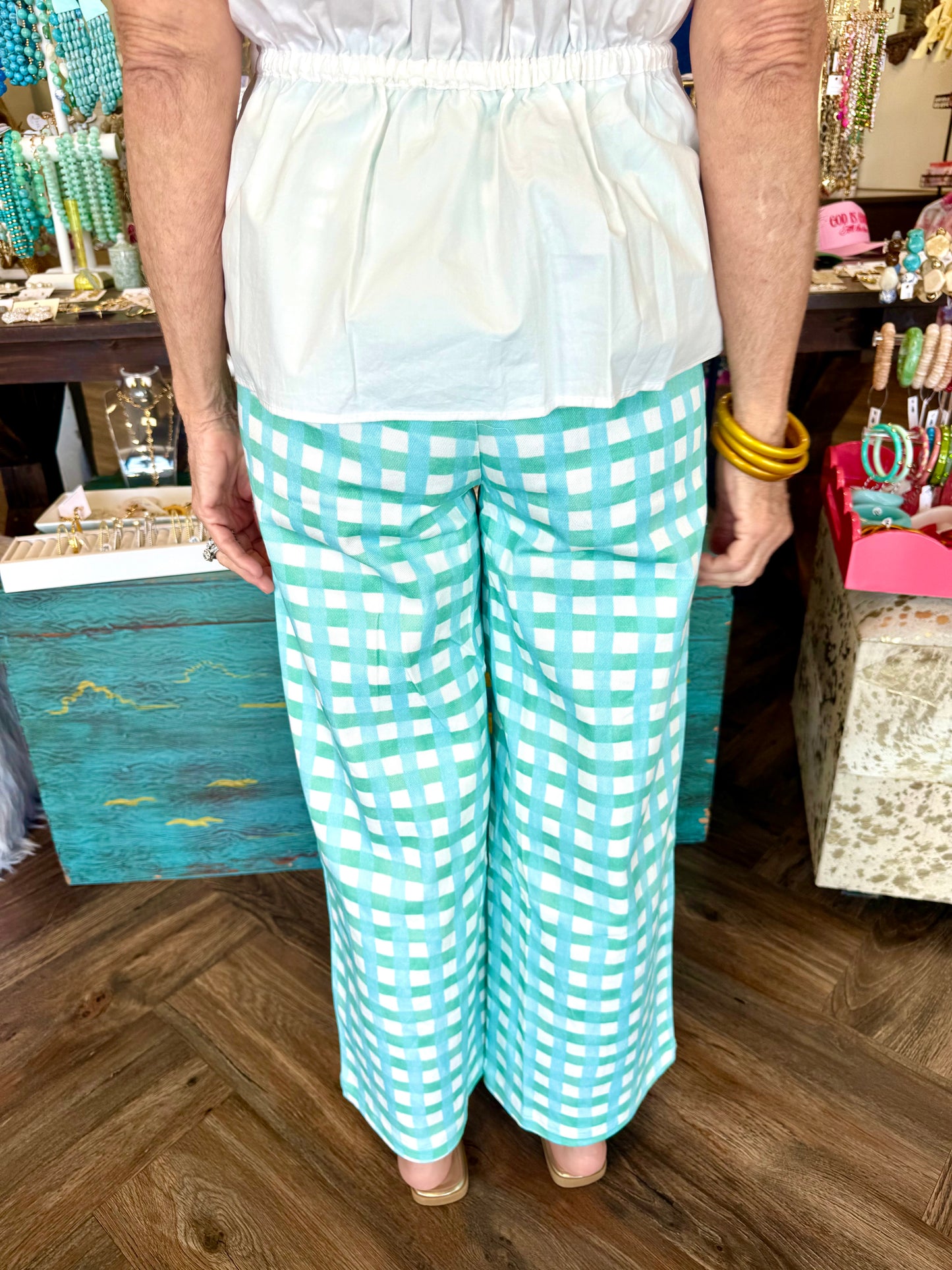 Mint Gingham Pants