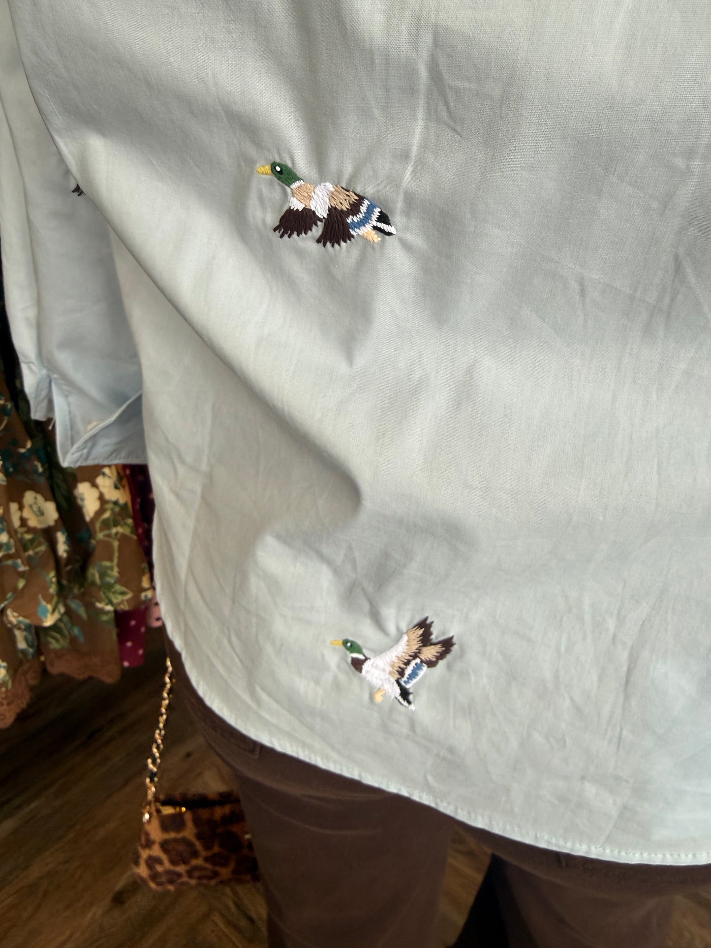 Duck Embroidered Top: Blue