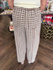 Brushed Check Barrel Knit Pants: Mocha