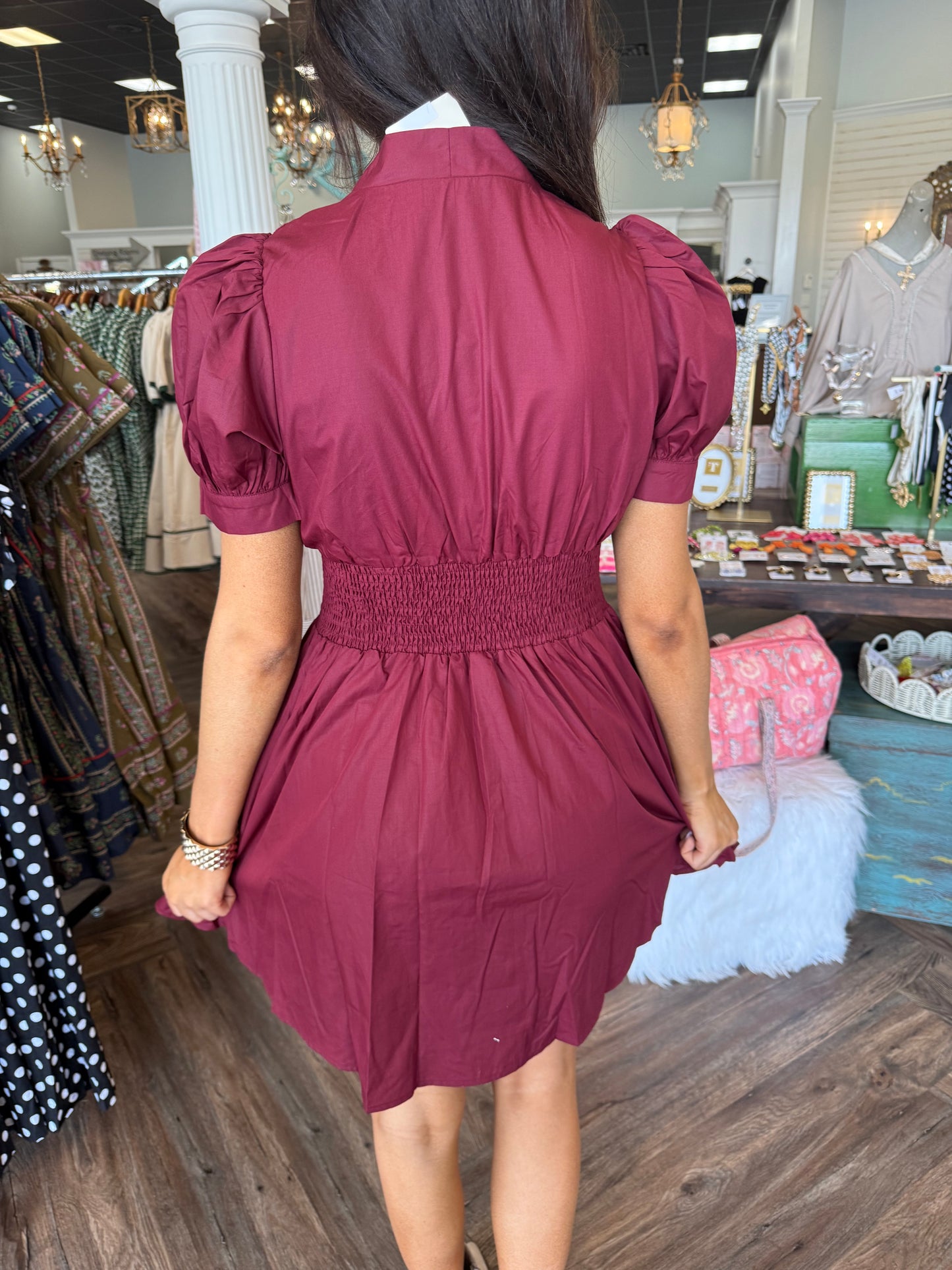 Anna Zip Mini Dress: Maroon