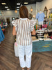 Tan and White Stripe Top