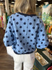 Bubble Sleeve Polka Dot Top: Blue