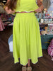 Scalloped Outline Tank Top Skirt Set: Lime