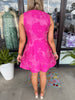 Floral Jacquard Dress: Pink