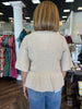 Button Peplum Sweater Top: Taupe
