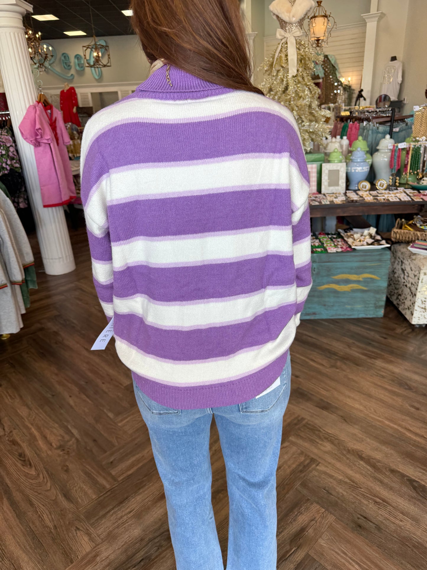 Purple Combo Turtleneck Sweater