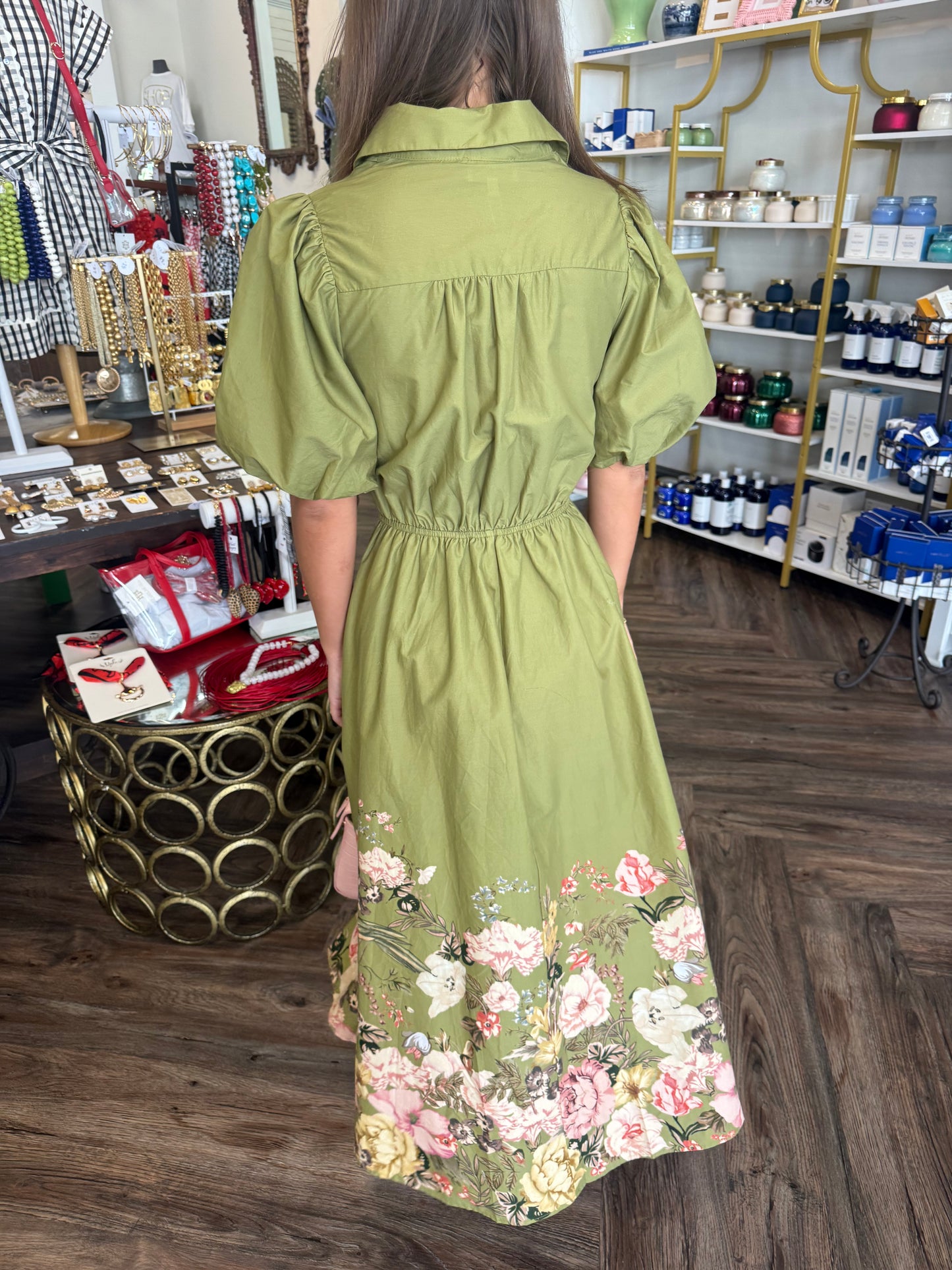 Olive Wildflower Midi Dress