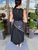 Black Removable Scarf Midi Dress