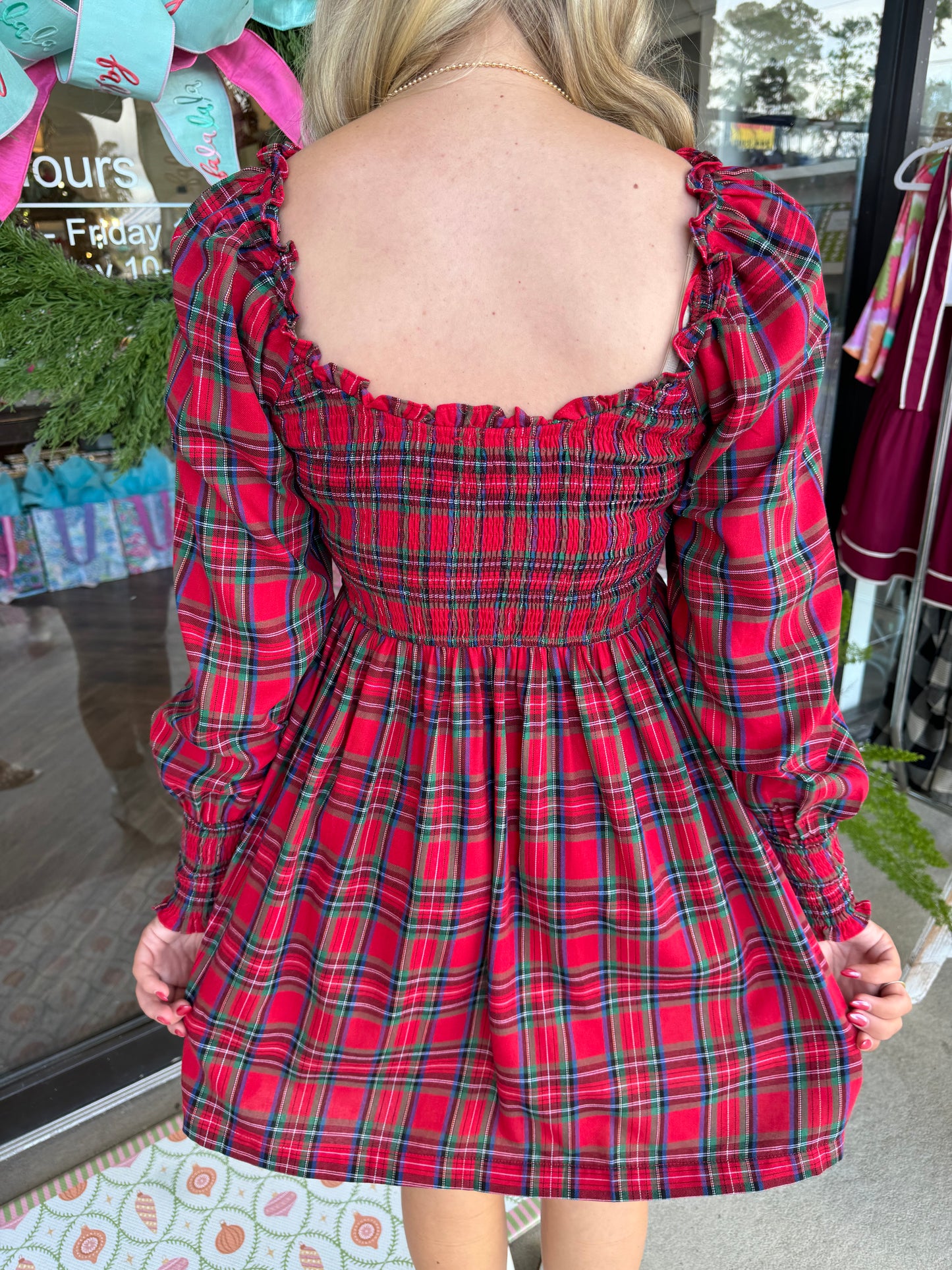 Jace Plaid Kourt Smocked Mini Dress