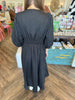 Solid Black Zipper Midi Dress