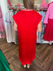 Tomato Red Cotton Midi Dress