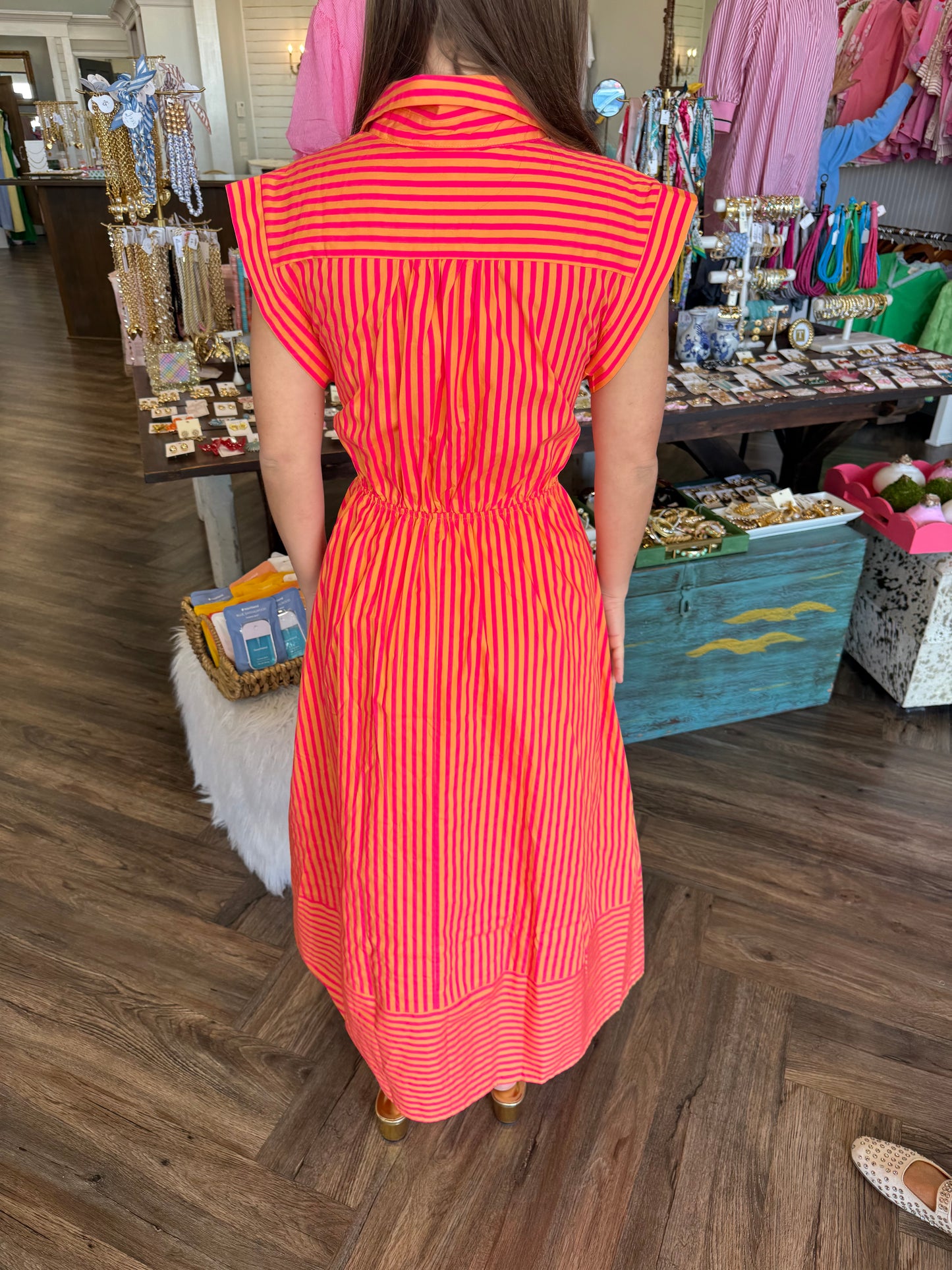 Coral Orange Line Dress