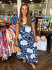 Navy Hydrangea Midi Dress