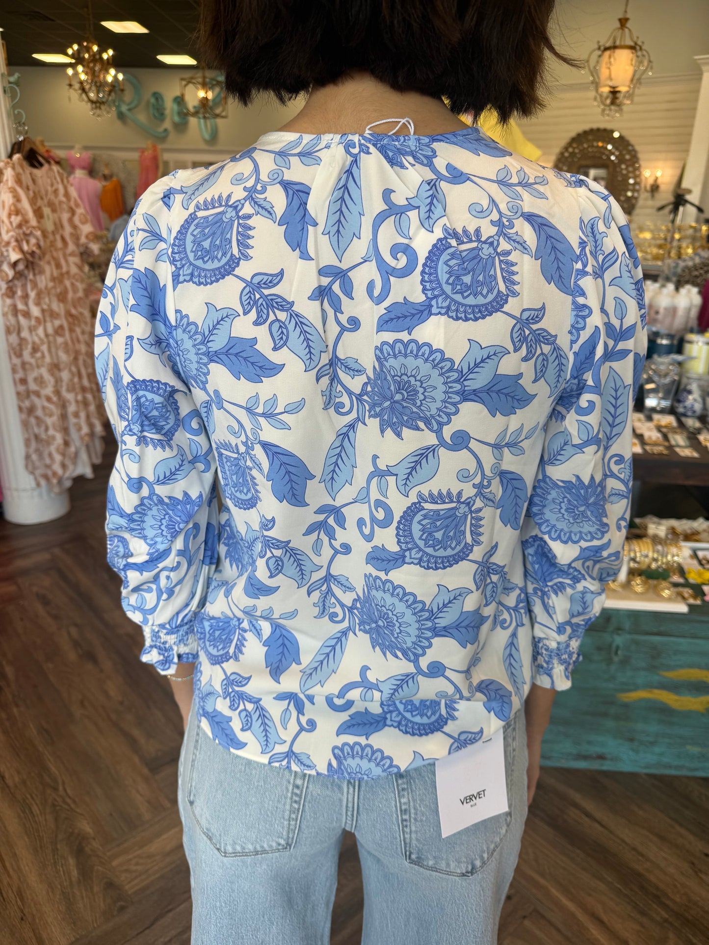 Mary Square Ashlyn Top: Porcelain Vines