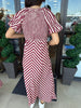 Striped Maroon Midi Dress