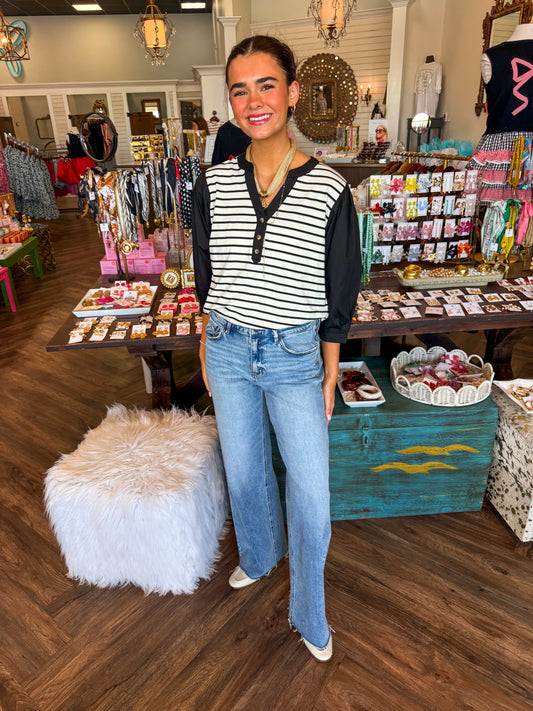 Classic Stripe Top- Black