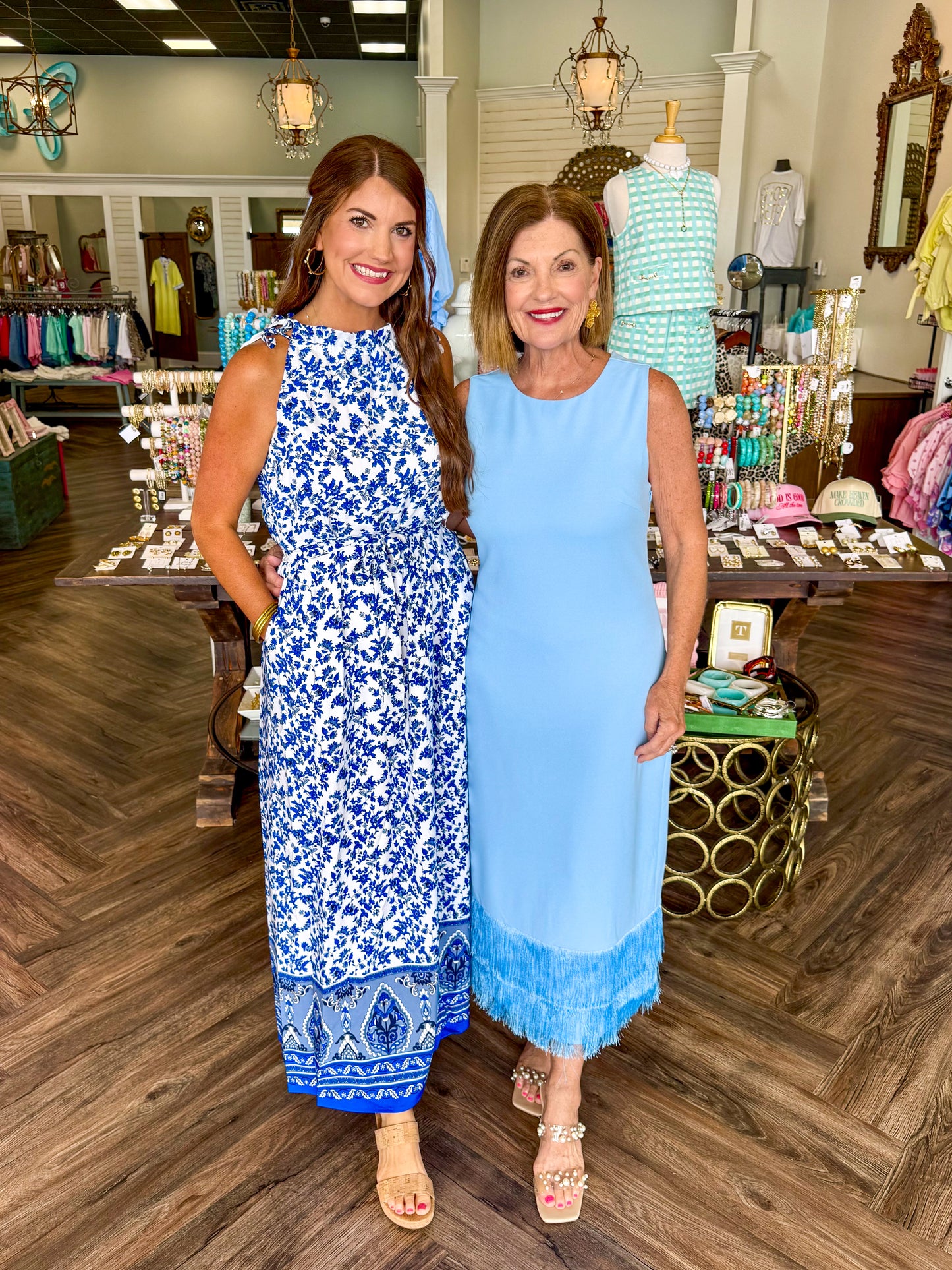 Tara Hills Halter Neck Maxi Dress: Blue/White