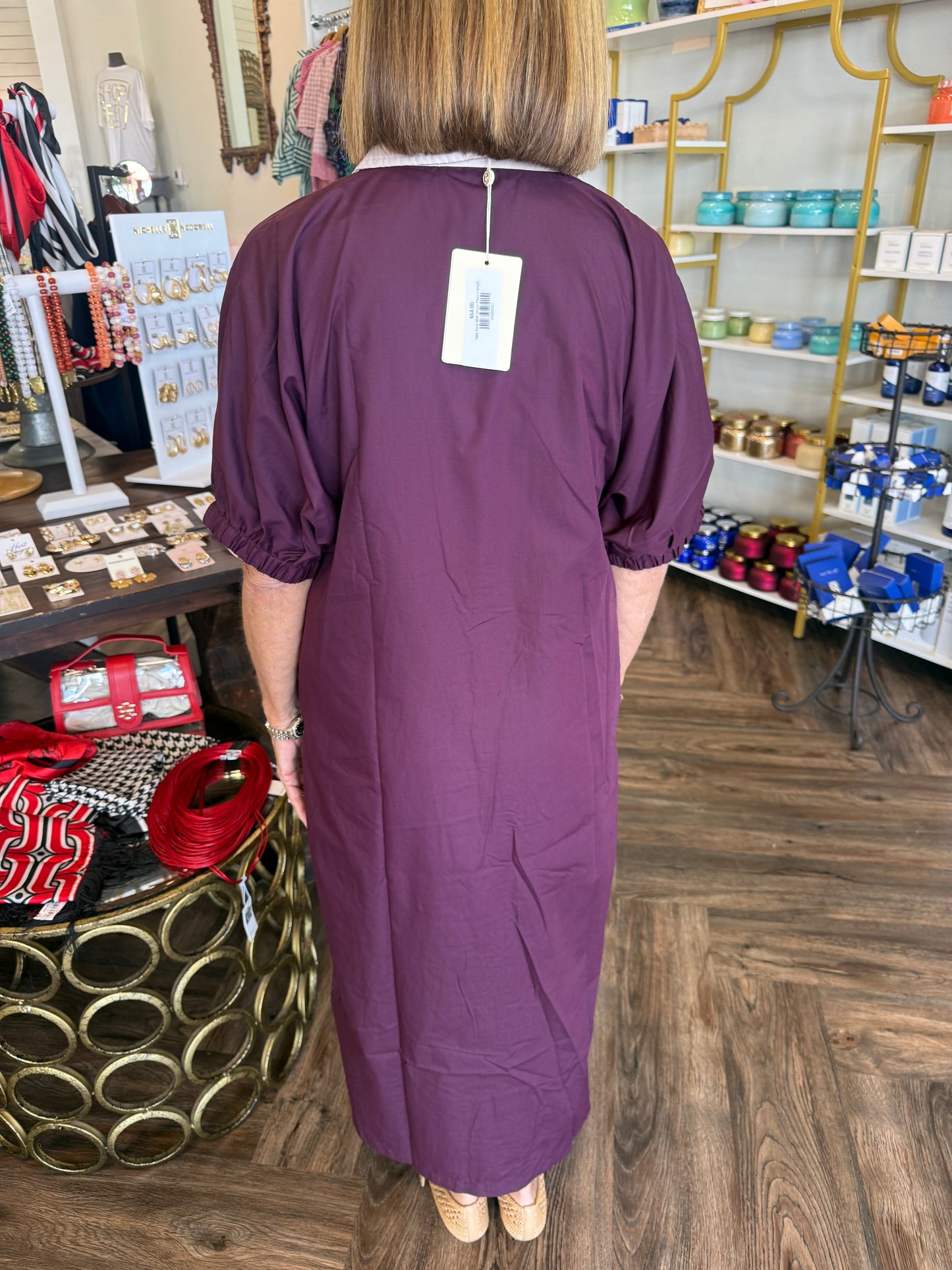 Two Tone Midi Dress: Plum