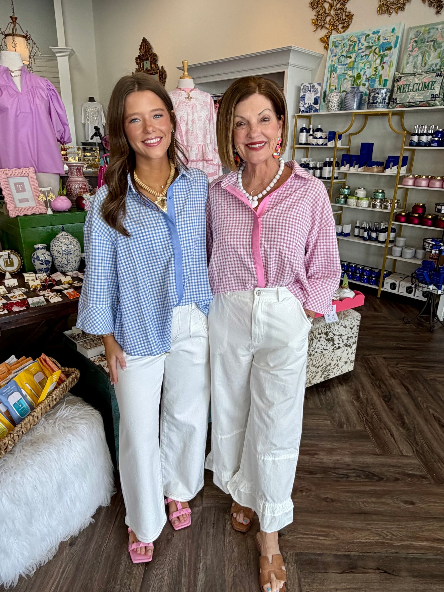 Girly Gingham Blouse: Pink
