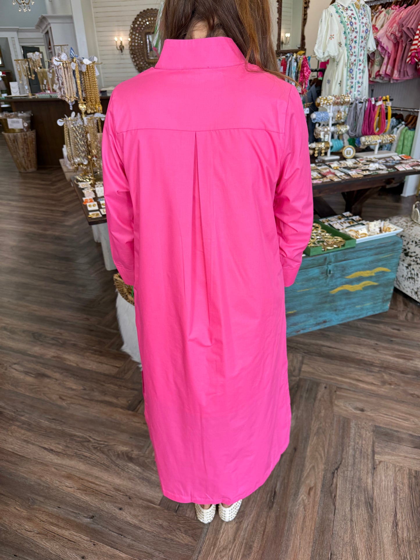 Priscilla Pink Collar Midi Dress