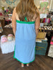 Lt Blue & Green Trim Midi Dress