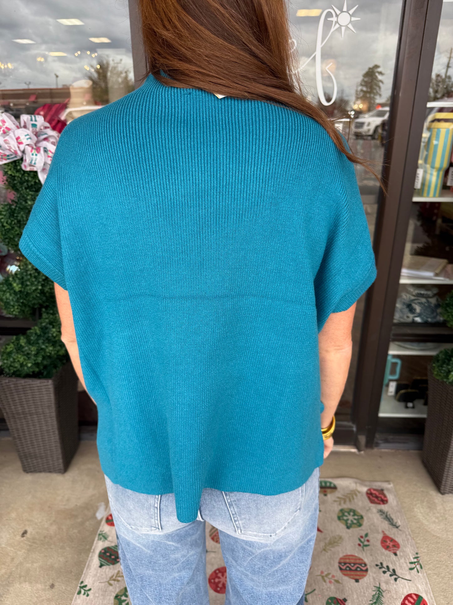 Solid Sweater Top: Teal