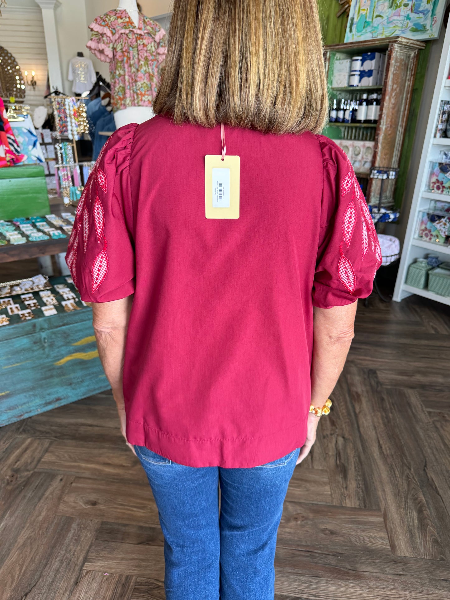 Burgundy Stitch Top