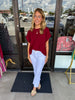Elastic Sleeve Top: Maroon
