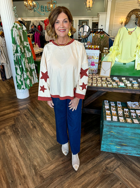 French Terry Star Top: Oatmeal