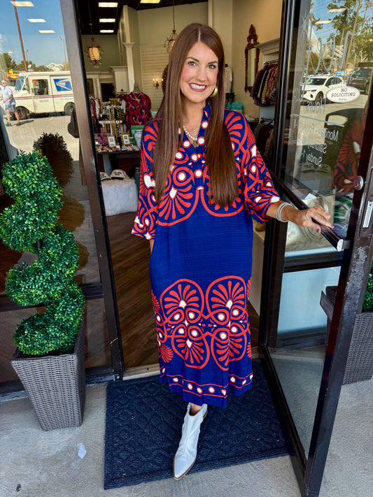 Alicia Navy Design Dress