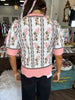 Scalloped Floral Sweater Top: Cream