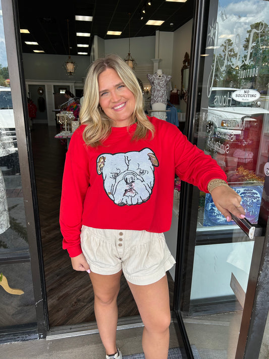 Red Bulldog Sequin Sweatshirt