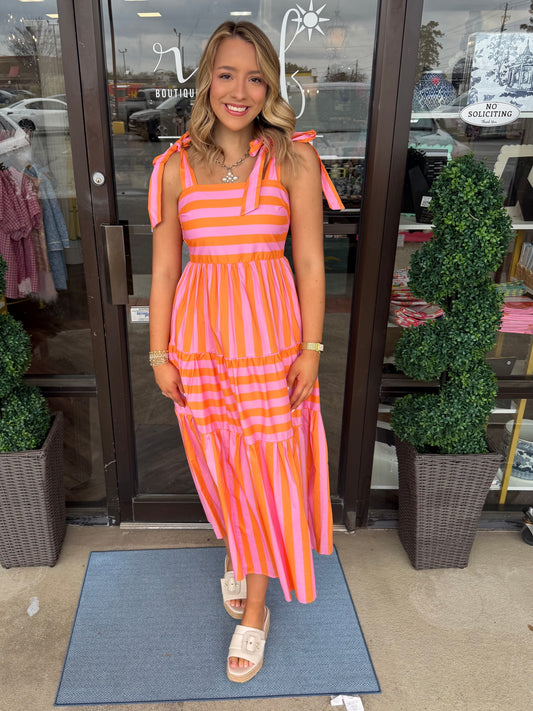 Sunset Stripe Midi Dress